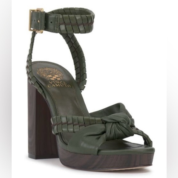 Preloved VINCE CAMUTO Fancey Ankle Strap Sandal in Lush Olive Women's Size 7.5 - Picture 1 of 9